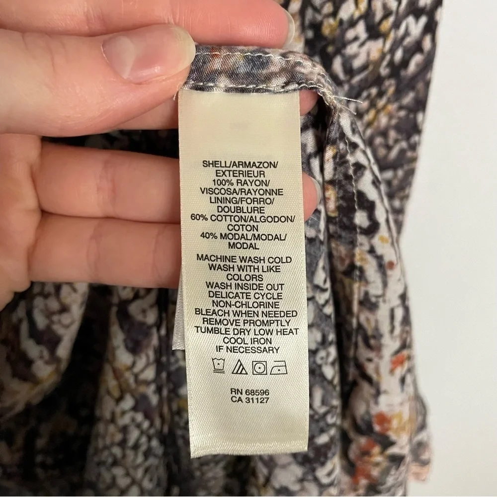 DKNY Boho Printed Midi Dress Artsy Handkerchief Hemline - Picture 14 of 15